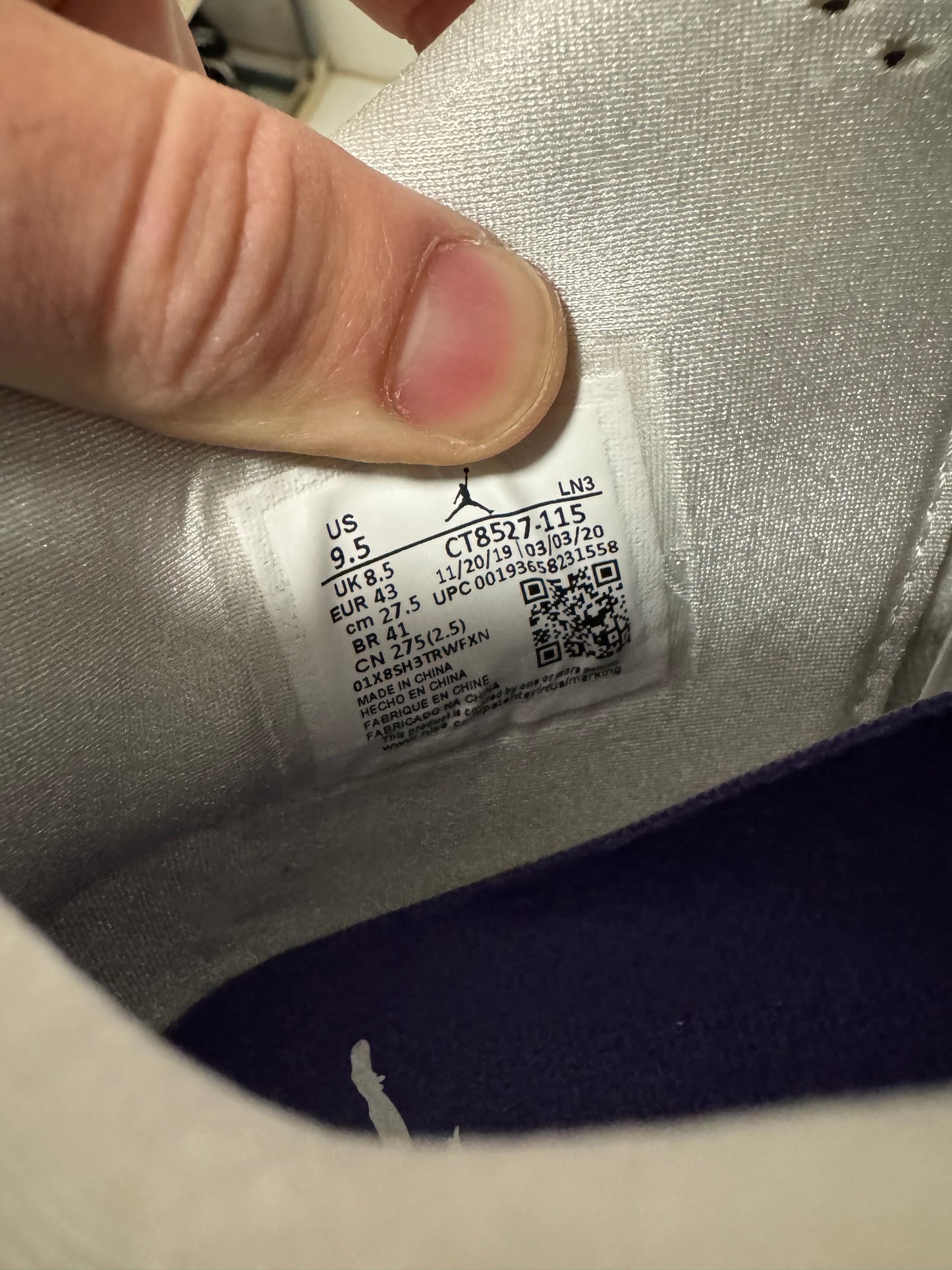 Size 9.5 | Jordan 4 Metallic Purple With Box | Pre-Owned