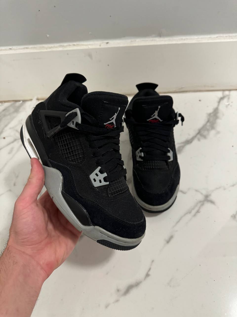 Size 6y | Jordan 4 Black Canvas No Box | Pre-Owned