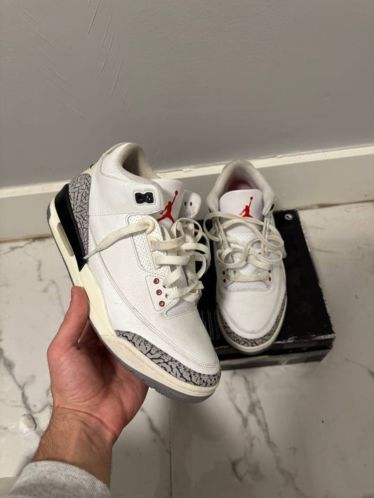 Size 9 | Jordan 3 Reimagined White Cement With Box | Pre-Owned