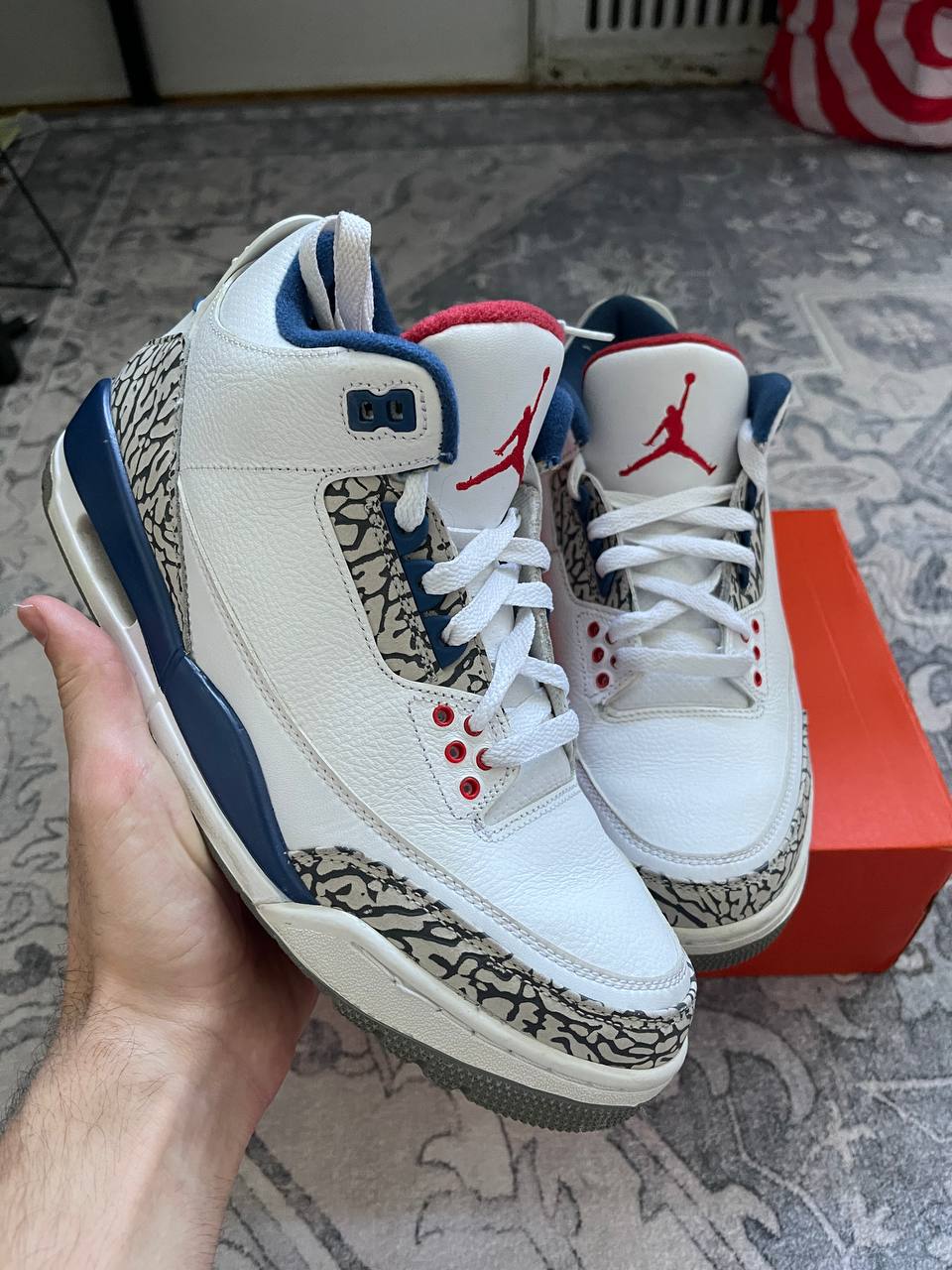 Size 8.5 | Jordan 3 True Blue No Box | Pre-Owned