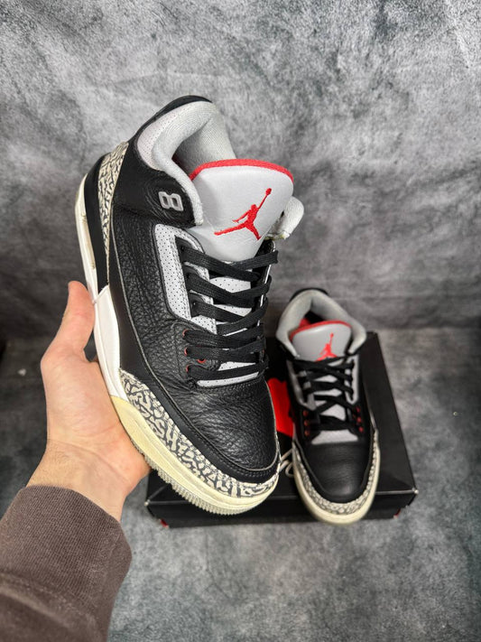 Size 10 | Jordan 3 Black Cement With Box | Pre-Owned