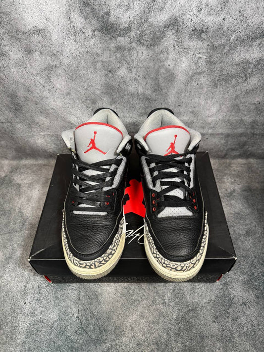 Size 10 | Jordan 3 Black Cement With Box | Pre-Owned